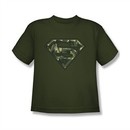 Superman Shirt Kids Super Camo Shield Olive T-Shirt