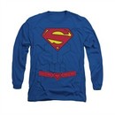 Superman Shirt New Torso Long Sleeve Royal Blue Tee T-Shirt