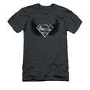 Superman Shirt Slim Fit Dirty Wings Charcoal T-Shirt