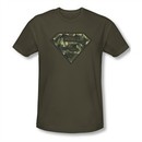 Superman Shirt Slim Fit Super Camo Shield Olive T-Shirt