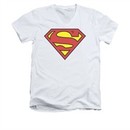 Superman Shirt Slim Fit V-Neck Basic Logo White T-Shirt