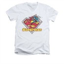 Superman Shirt Slim Fit V-Neck Est 1939 White T-Shirt