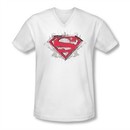 Superman Shirt Slim Fit V-Neck Hastily Drawn White T-Shirt