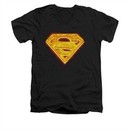 Superman Shirt Slim Fit V-Neck Hot Steel Shield Black T-Shirt