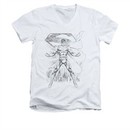 Superman Shirt Slim Fit V-Neck Sketch White T-Shirt