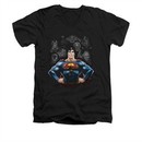 Superman Shirt Slim Fit V-Neck Villians Black T-Shirt