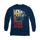 Superman Shirt Steel Flight Long Sleeve Navy Tee T-Shirt