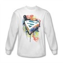 Superman Shirt Urban Shield Long Sleeve White Tee T-Shirt