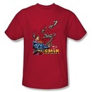Superman T-shirt Breaking Chains Superhero Adult Red Tee Shirt