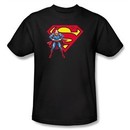 Superman T-shirt DC Comics Logo Shield Adult Black Tee Shirt