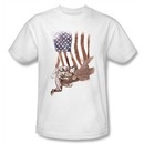 Superman T-shirt DC Comics Super American Flag Adult White Tee Shirt