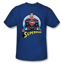 Superman T-shirt Flying High Again Adult Royal Blue Tee Shirt