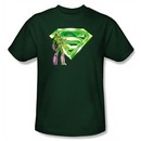 Superman T-shirt Lex Luthor Kryptonite Logo Hunter Green Tee Shirt