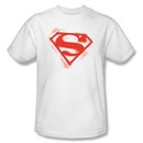 Superman T-shirt Spray Paint Shield Adult White Superhero Tee Shirt