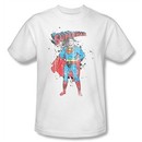 Superman T-shirt Vintage Ink Splatter Adult White Tee Shirt