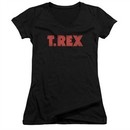 T.Rex Shirt Juniors V Neck Logo Black T-Shirt