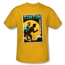 The Adventures Of Tintin Kids T-Shirt Tintin & Snowy Flyer Gold Tee