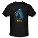 The Adventures Of Tintin T-Shirt ? Title Poster Black Adult Tee Shirt