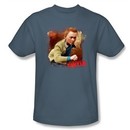 The Adventures Of Tintin T-Shirt ? Title Slate Blue Adult Tee Shirt