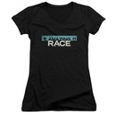 The Amazing Race Juniors V Neck Shirt Bar Logo Black T-Shirt