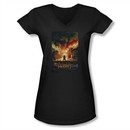 The Hobbit Battle Of The Five Armies Shirt Juniors V Neck Smaug Poster Black Tee T-Shirt