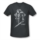 The Hobbit Battle Of The Five Armies Shirt Slim Fit V Neck King Thorin Charcoal Tee T-Shirt