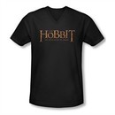 The Hobbit Desolation Of Smaug Shirt Slim Fit V Neck Desolation Of Smaug Logo Black Tee T-Shirt