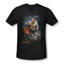 The Hobbit Desolation Of Smaug Shirt Slim Fit V Neck Thranduil's Realm Black Tee T-Shirt