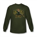 The Hobbit Desolation Of Smaug Shirt Tauriel Long Sleeve Military Green Tee T-Shirt