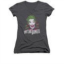 The Joker Shirt Juniors V Neck #Joker Charcoal T-Shirt
