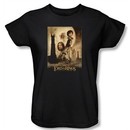 Lord Of The Rings Ladies T-Shirt Towers Movie Poster Black Tee