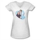 The Office Shirt Juniors V Neck Jim & Pam White T-Shirt