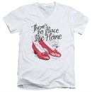 The Wizard Of Oz  Slim Fit V-Neck Shirt Red Ruby Slippers White T-Shirt