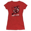 They Live  Juniors Shirt Graphic Poster Red T-Shirt
