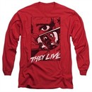 They Live  Long Sleeve Shirt Graphic Poster Red Tee T-Shirt