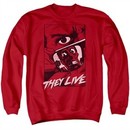 They Live  Sweatshirt Graphic Poster Adult Red Sweat Shirt