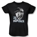 Three Stooges Ladies Shirt Moe Face Black Tee T-Shirt