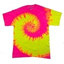 Tie Dye Kids T-shirt Fluorescent Swirl Yellow Pink Swirl Youth Shirt