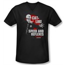 Tommy Boy Shirt Slim Fit V Neck Cat Like Black Tee T-Shirt