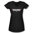 Top Gun Shirt Juniors V Neck Logo Black Tee T-Shirt
