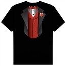 Tuxedo Shirt With Red Vest Black T-Shirt