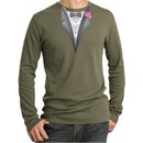 Tuxedo T-Shirt Thermal Long Sleeve With Pink Flower