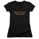 Twin Peaks Juniors V Neck Shirt Population 2 Black T-Shirt