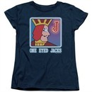 Twin Peaks Womens Shirt One Eyed Jacks Navy Blue T-Shirt