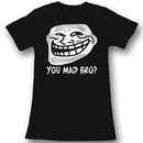 You Mad Juniors Shirt U Mad Bro Troll Face Black Tee T-Shirt