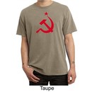 Russian Shirt Hammer and Sickle Red Print Adult Pigment Dyed T-shirt