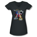 Voltron Shirt Juniors V Neck Blazing Sword Charcoal Tee Shirt