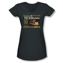 Warehouse 13 Shirt Juniors V Neck Telegraph Island Charcoal Tee Shirt