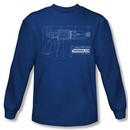 Warehouse 13 Shirt Tesla Gun Long Sleeve Royal Blue Tee T-Shirt