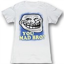 You Mad Juniors Shirt U Mad Bro Blue Border Troll White Tee T-Shirt